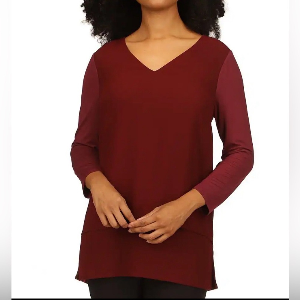 Michael Kors Layered Red Women’s Vneck Tunic 3/4 Sleeves